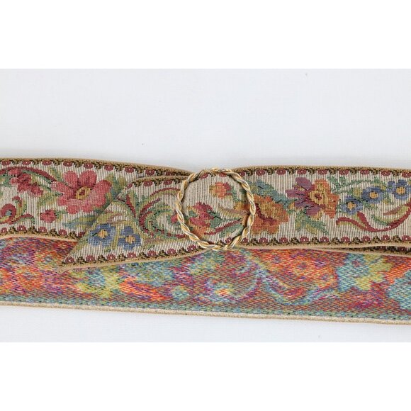 Vintage 60s 70s Mid Century Modern MCM Tapestry Needlepoint Flower Belt Band main image 5